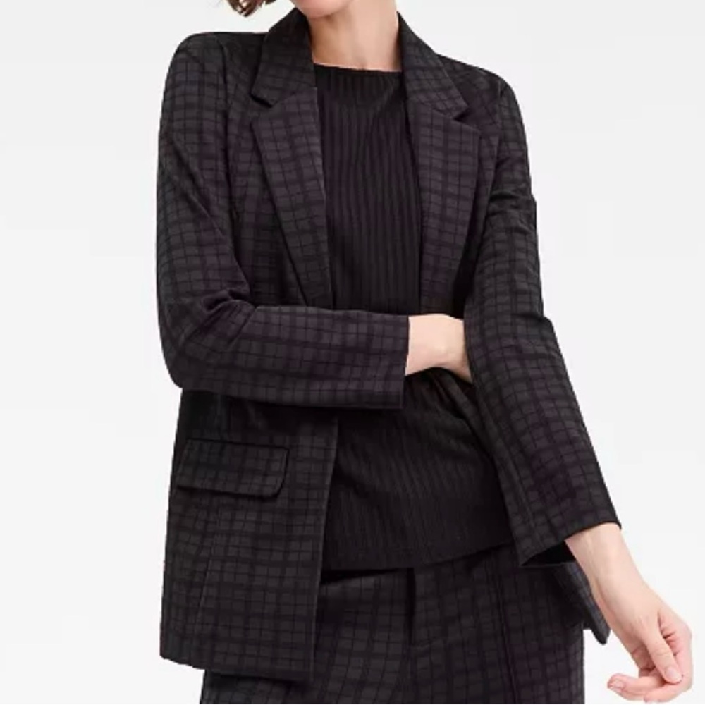 Women's Plaid Jacquard Knit Boyfriend Blazer